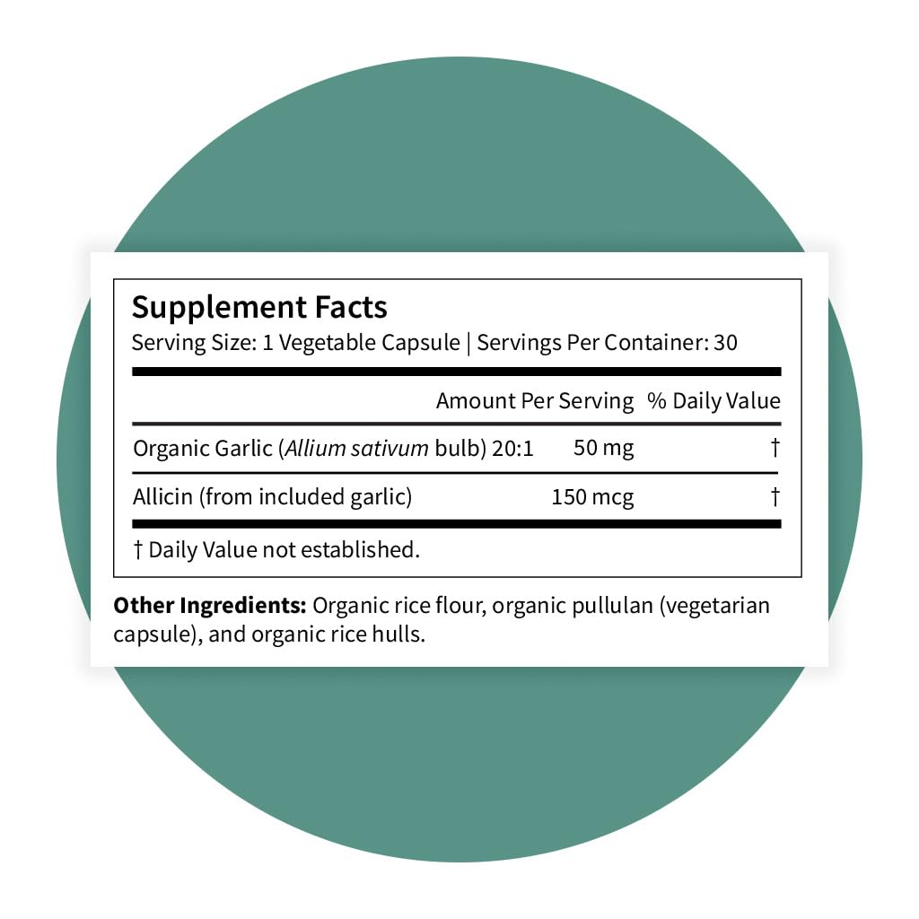 Organic Garlic Supplement 30 Capsules K7328