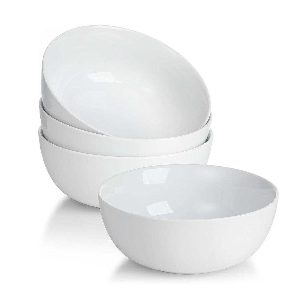 White Ceramic Soup Bowls Set of 4 J3012
