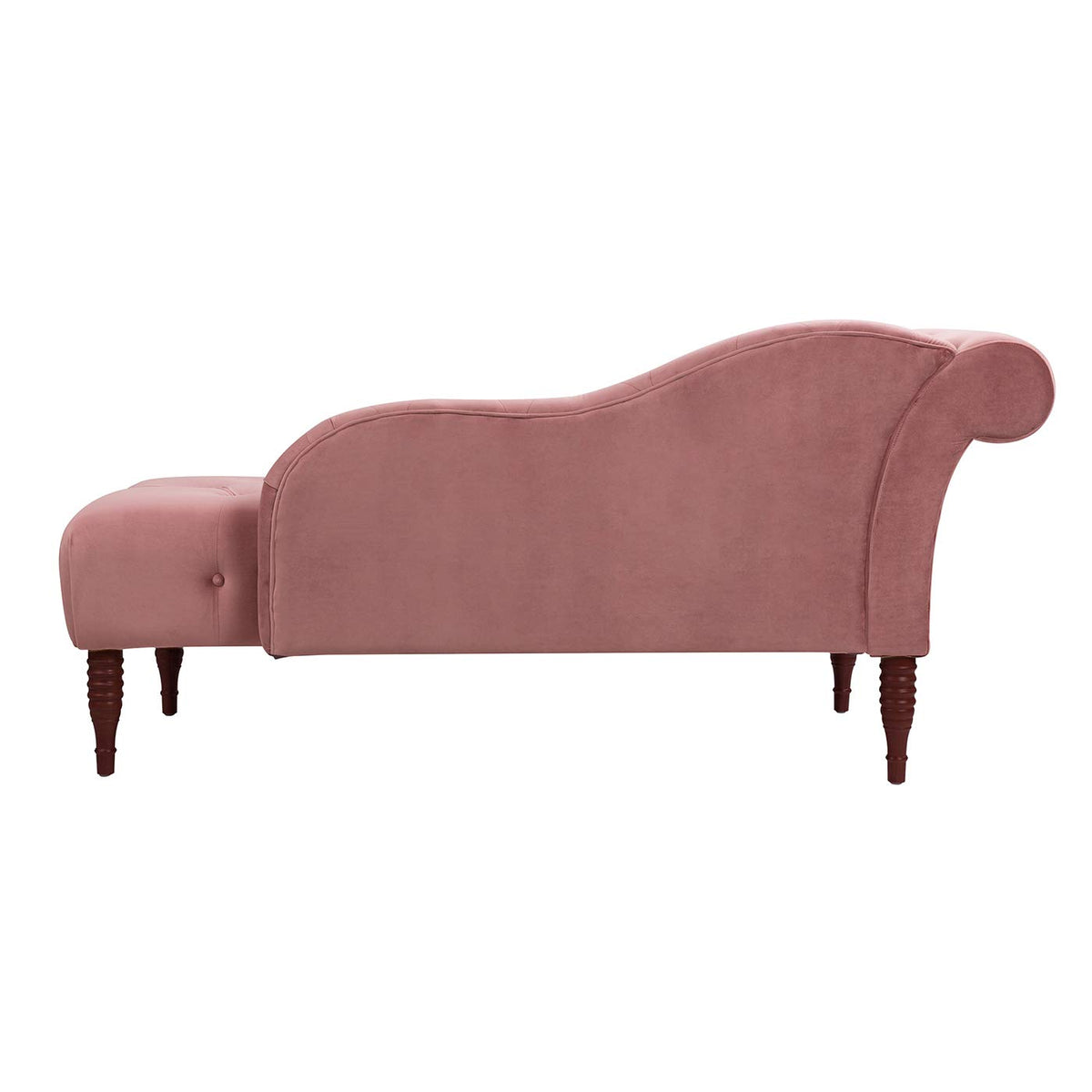 Ash Rose Pink Velvet Tufted Roll Arm Chaise Lounge B840617