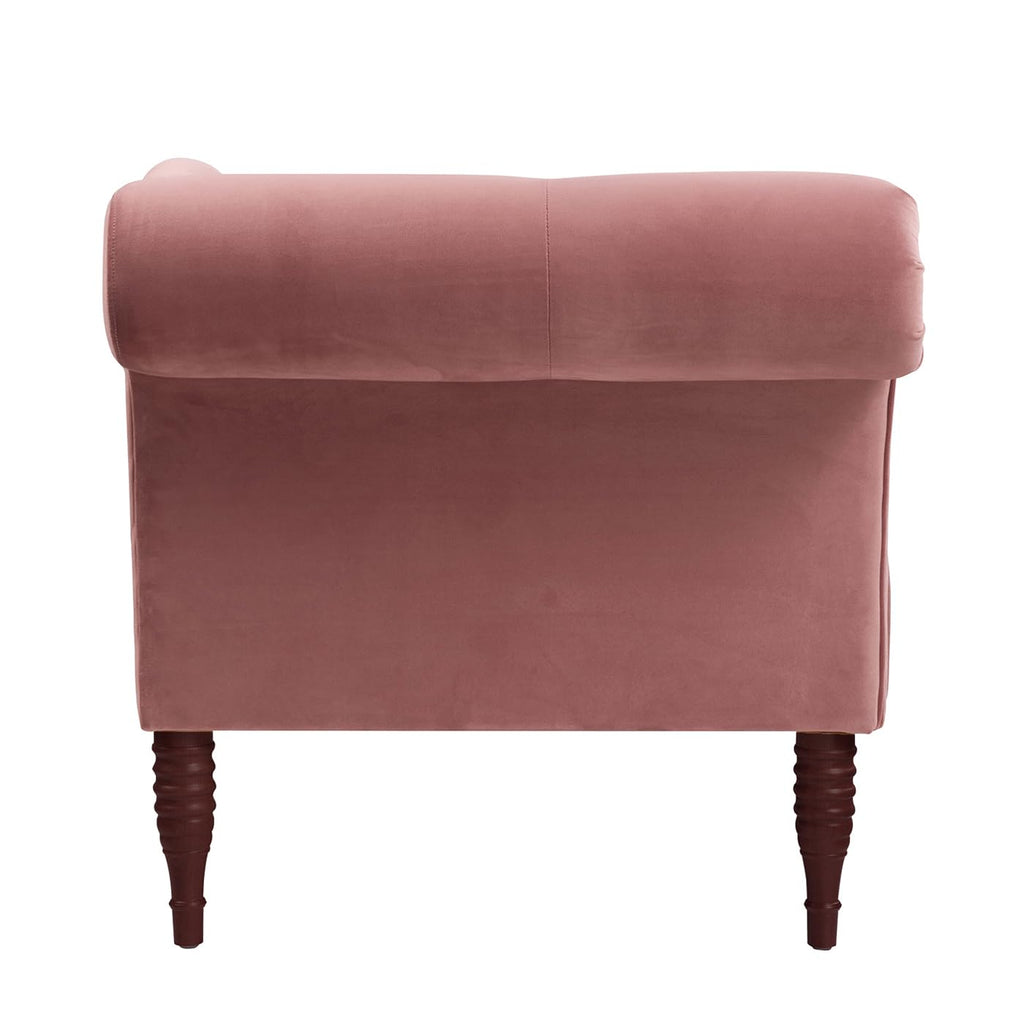 Ash Rose Pink Velvet Tufted Roll Arm Chaise Lounge B840617