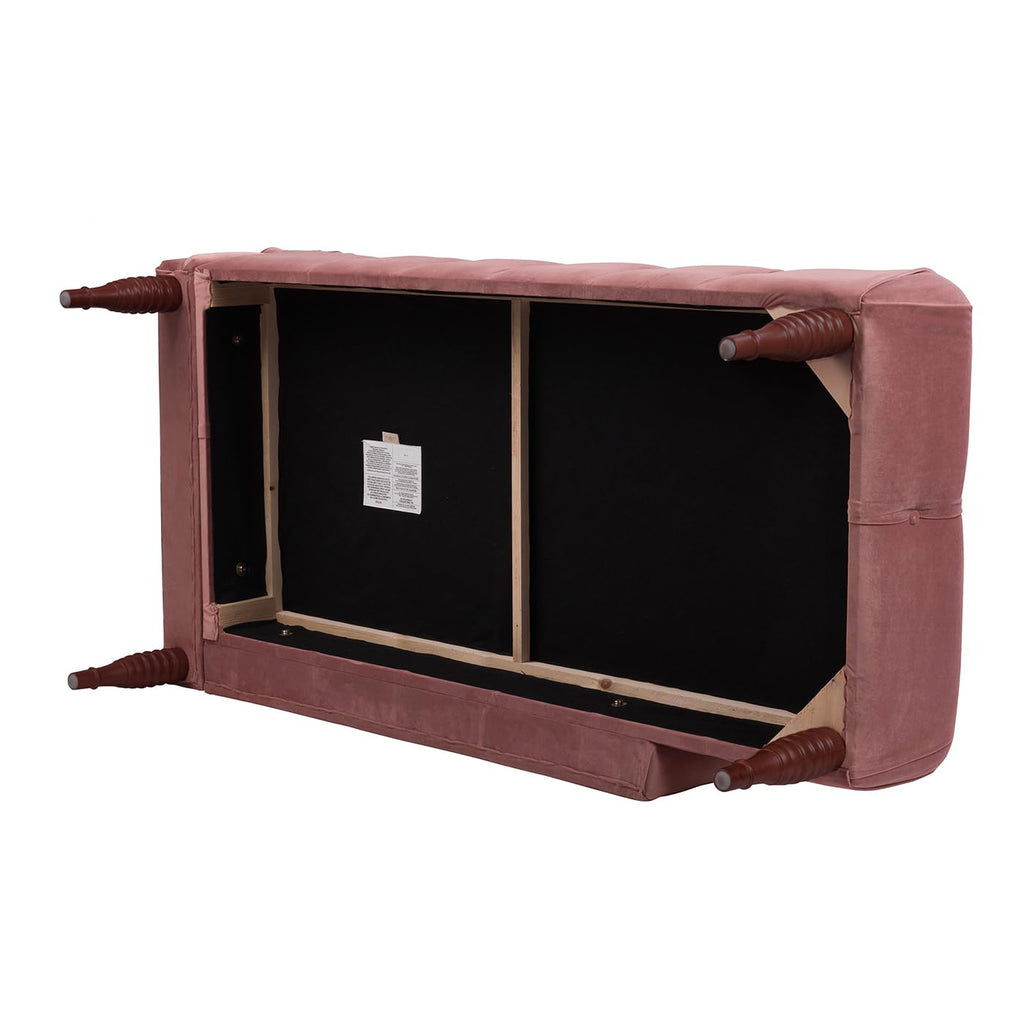 Ash Rose Pink Velvet Tufted Roll Arm Chaise Lounge B840617