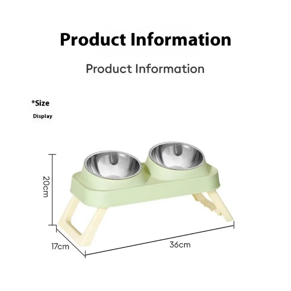 Foldable Elevated Stainless Steel Dual Pet Bowl X71956