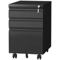 Black 3 Drawer Metal File Cabinet with Lock Q557