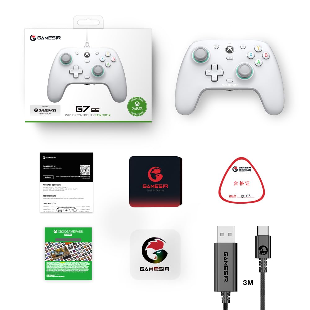 Wired Gamepad with Hall Effect Joysticks and 3.5 mm Audio Jack White Z476617