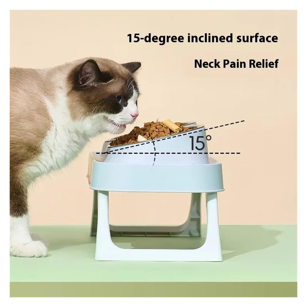 Foldable Elevated Stainless Steel Dual Pet Bowl X71956