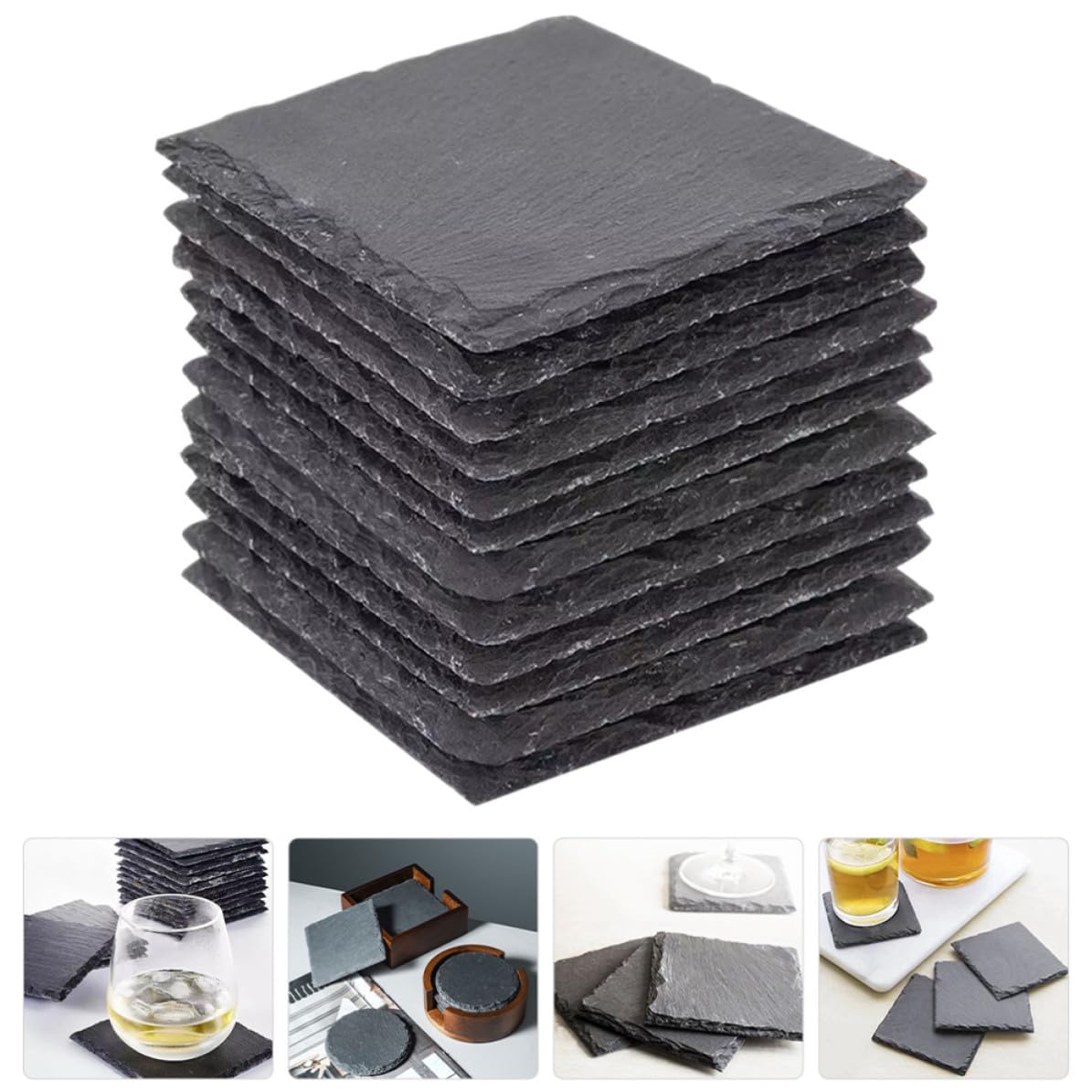 12pcs Natural Stone Coasters with Non Slip Bottom V36292