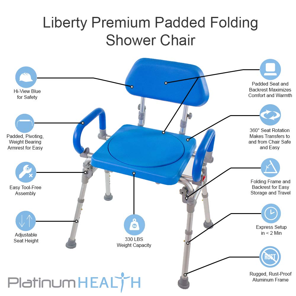 Folding Shower Chair with Padded Seat Armrests Backrest O194