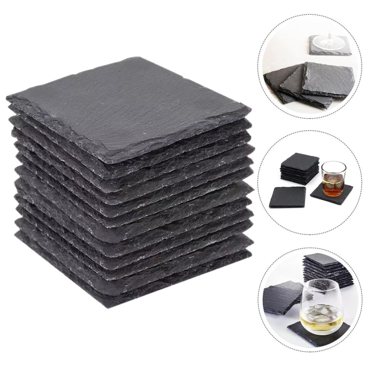 12pcs Natural Stone Coasters with Non Slip Bottom V36292