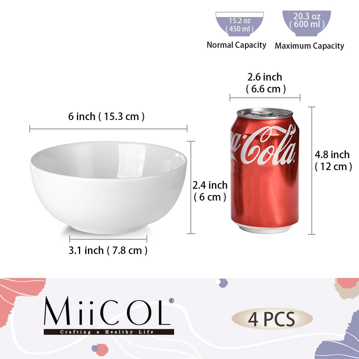 White Ceramic Soup Bowls Set of 4 J3012