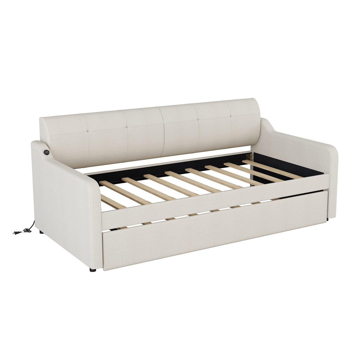 Twin Size Upholstered Daybed with Trundle R48072