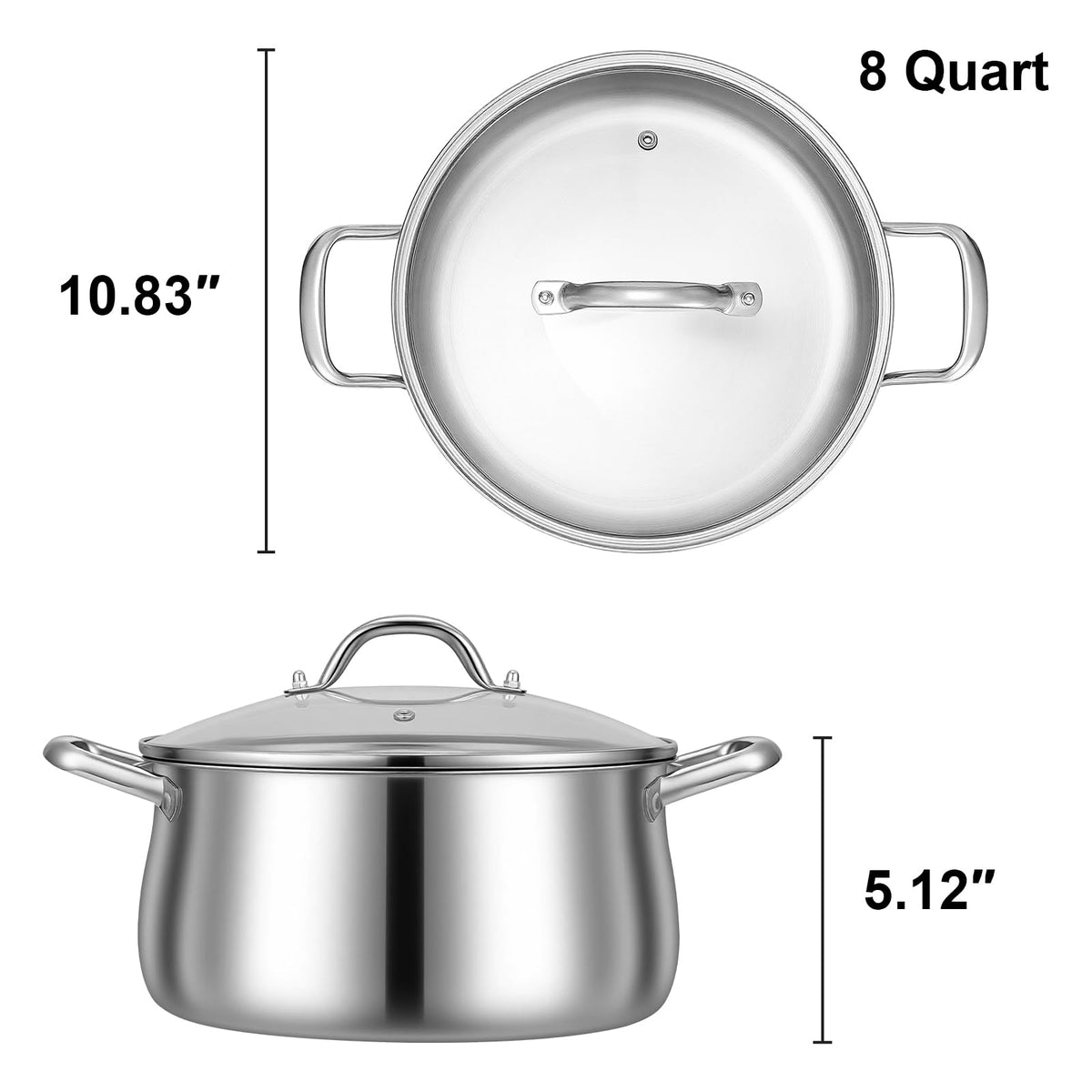 8QT Tri-Ply Stainless Steel Stock Pot with Lid G104050