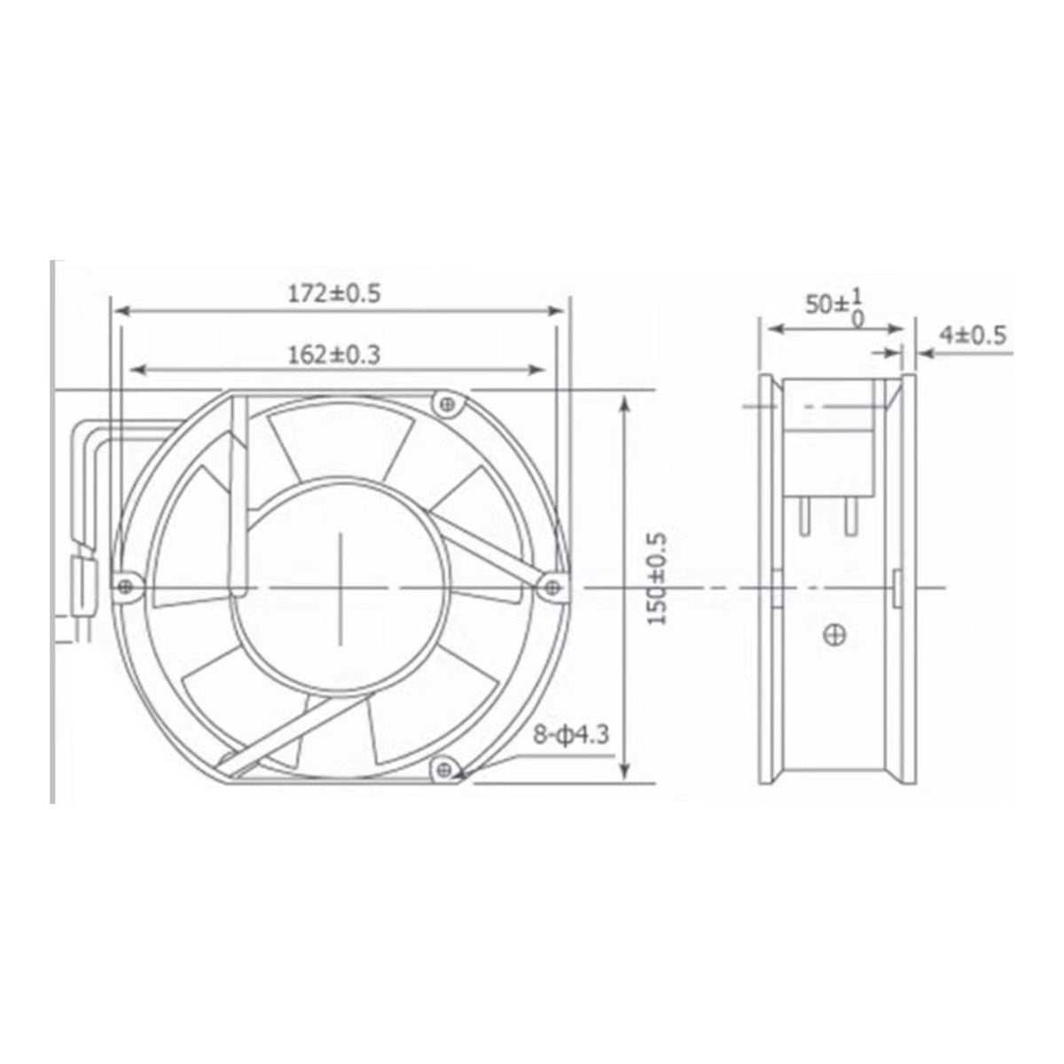 24V 172mm Cooling Fan 3Pin 3Wire Dual Ball Q80458