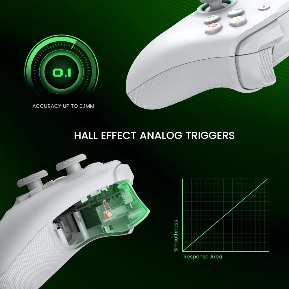 Wired Gamepad with Hall Effect Joysticks and 3.5 mm Audio Jack White Z476617
