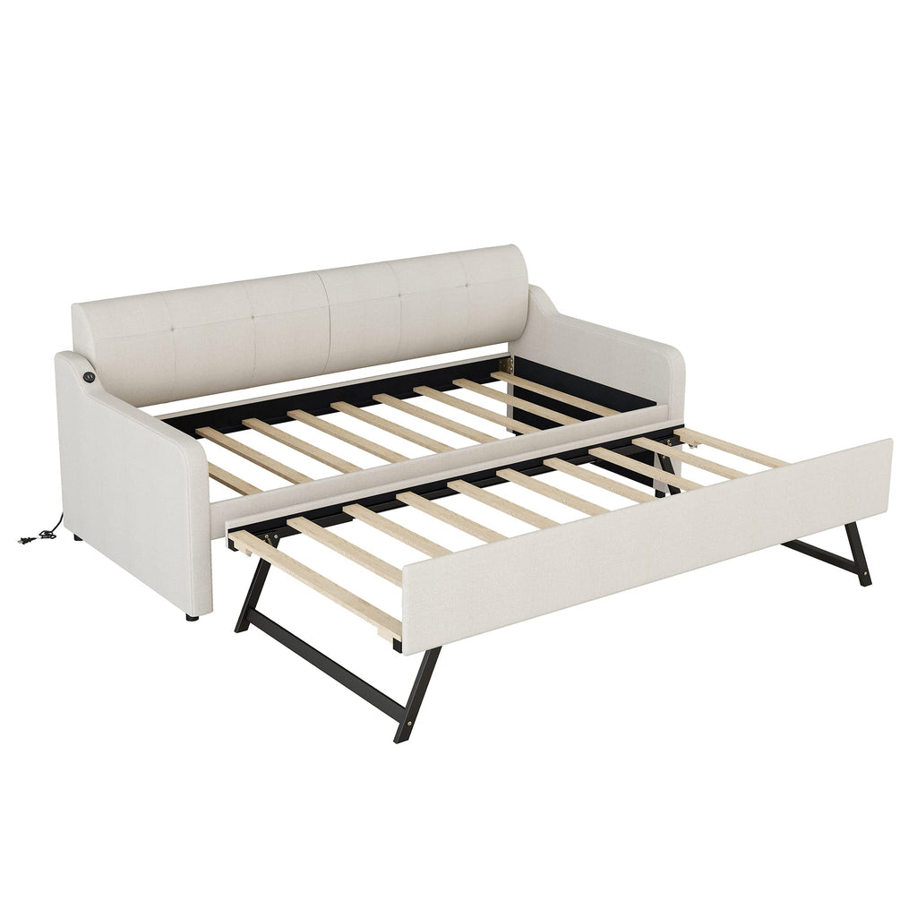 Twin Size Upholstered Daybed with Trundle R48072