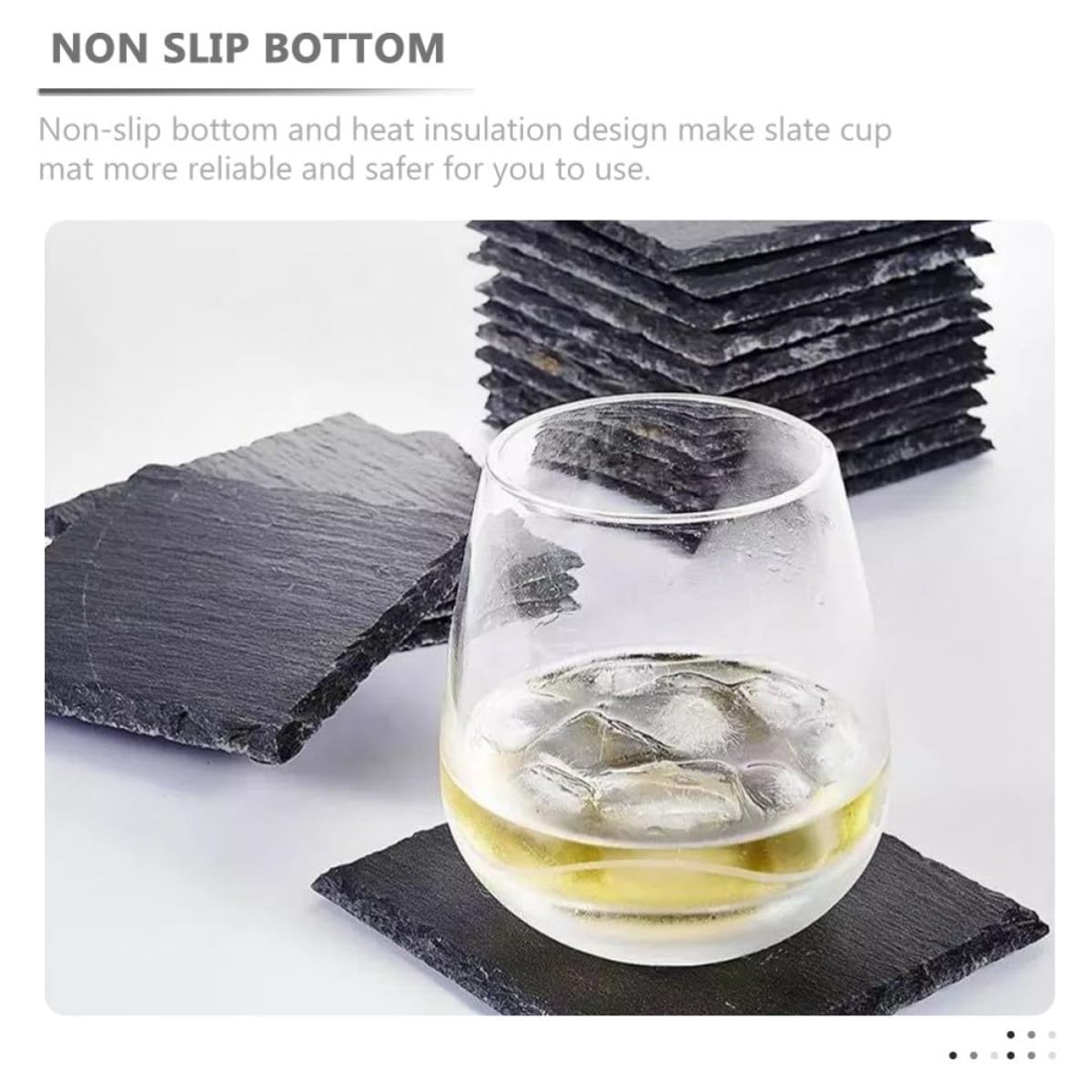 12pcs Natural Stone Coasters with Non Slip Bottom V36292