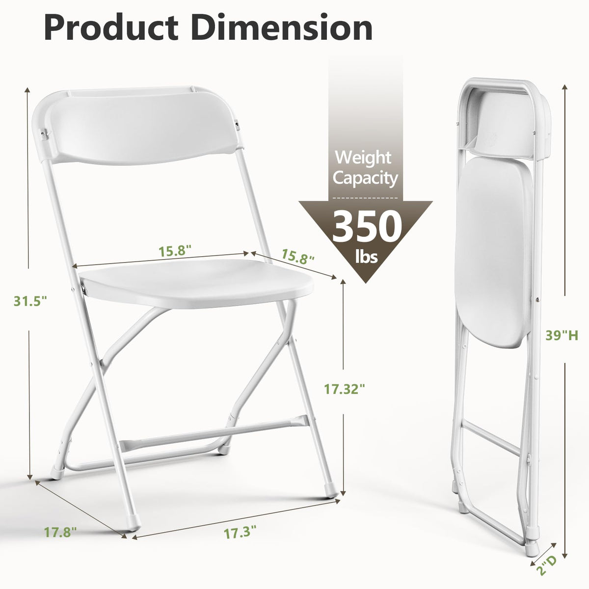 White 10 Pack Plastic Folding Chairs with Metal Frame R816924
