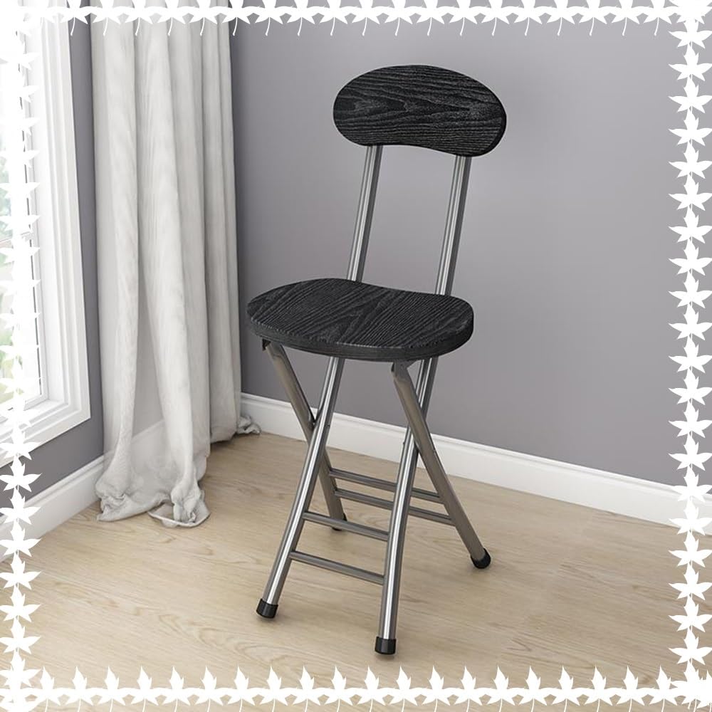18 Inch Black Folding Bar Stools with Backrest N291372