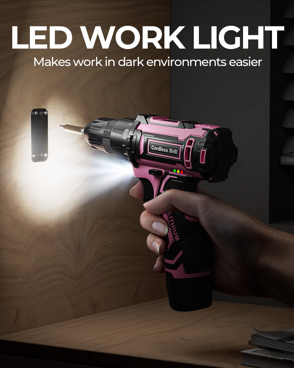 Pink Cordless Drill Set with Battery & Charger J49135