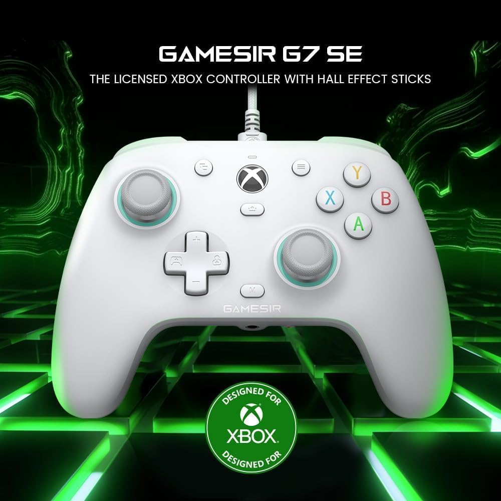 Wired Gamepad with Hall Effect Joysticks and 3.5 mm Audio Jack White Z476617