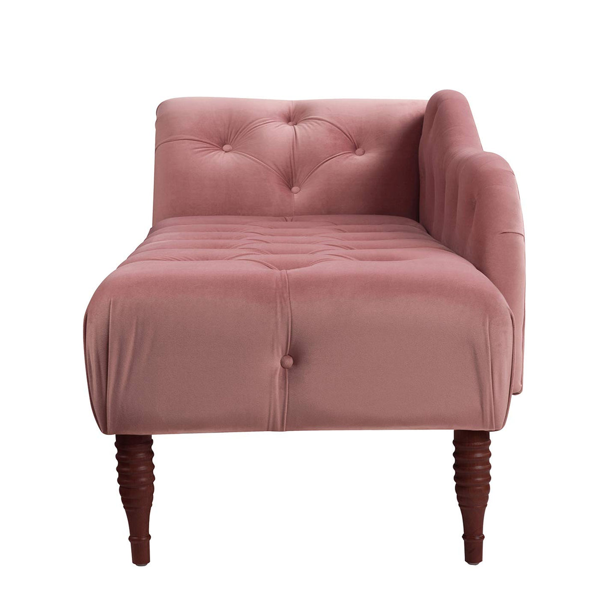 Ash Rose Pink Velvet Tufted Roll Arm Chaise Lounge B840617
