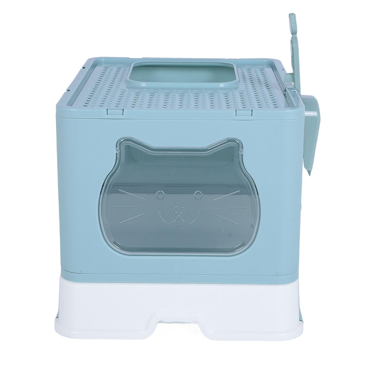 Enclosed Cat Litter Box Top Entry Foldable with Lid Blue W2969