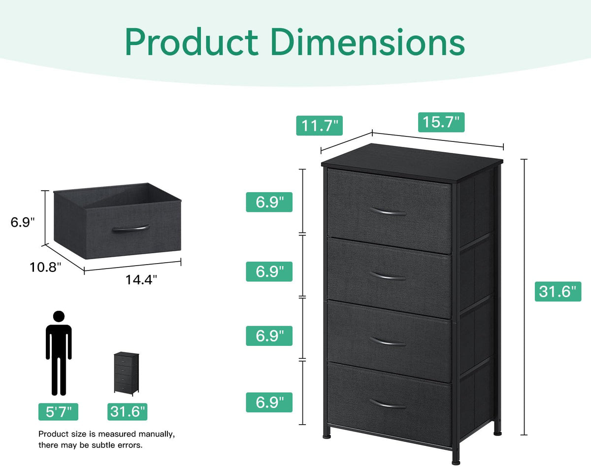 Black 4 Drawer Small Dresser M563