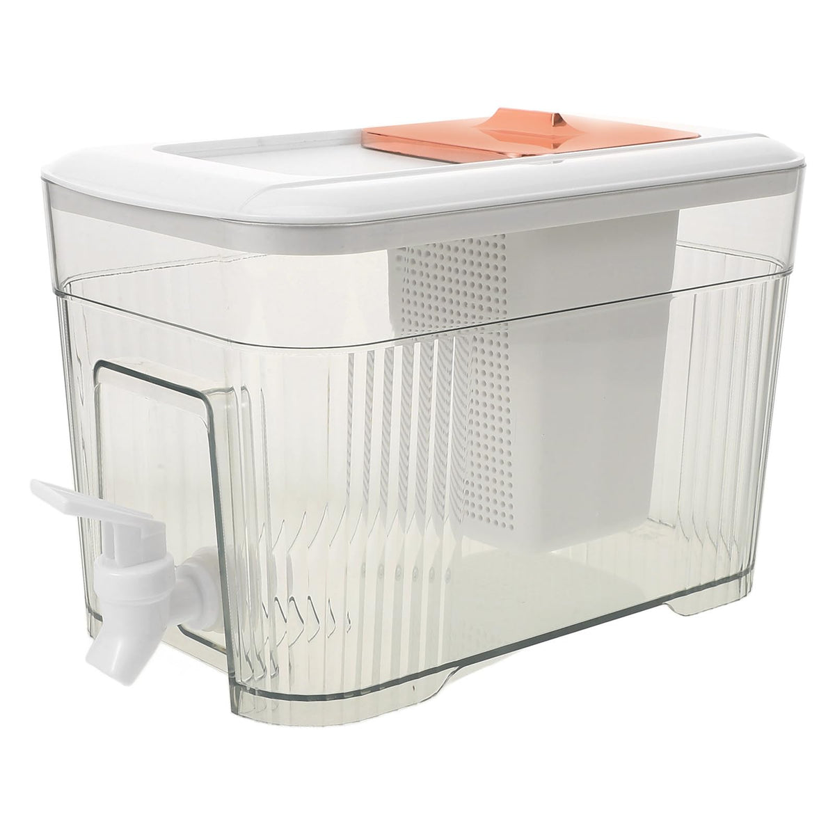 White Plastic Water Jug with Faucet and Lid U491