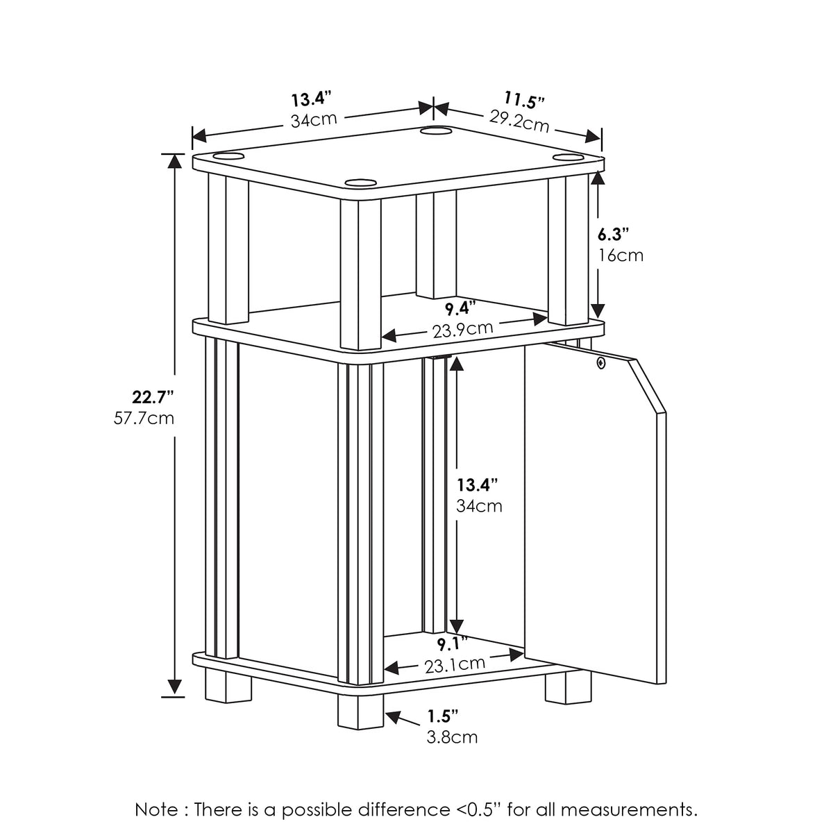 3-Tier Telephone Table with Cabinet, Set of 2 C299031