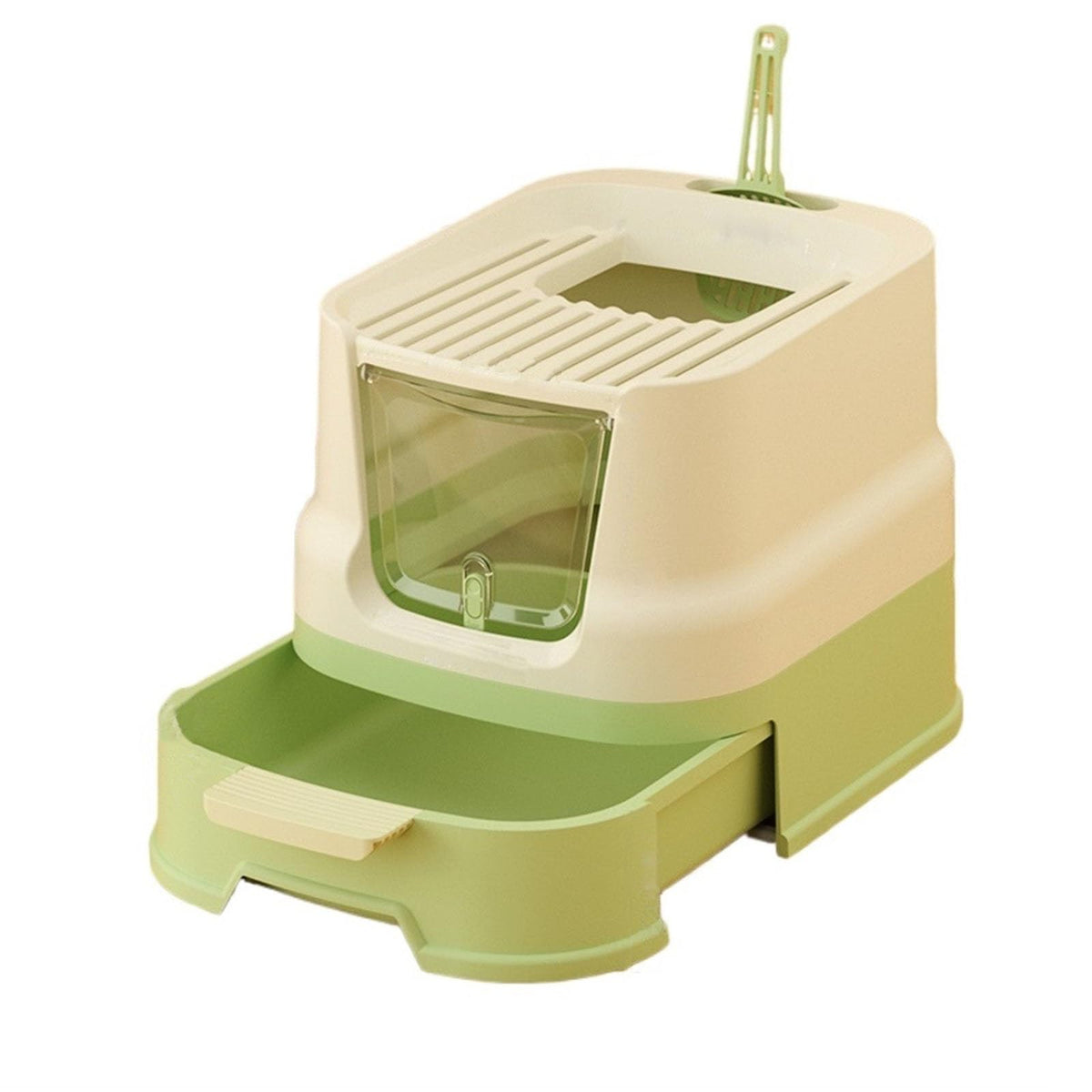 Cat Litter Box with Lid, Top Entry with Scoop, Enclosed Plastic with Drawer Z6998