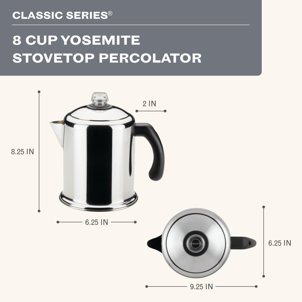 Stainless Steel 8-Cup Coffee Percolator P45830