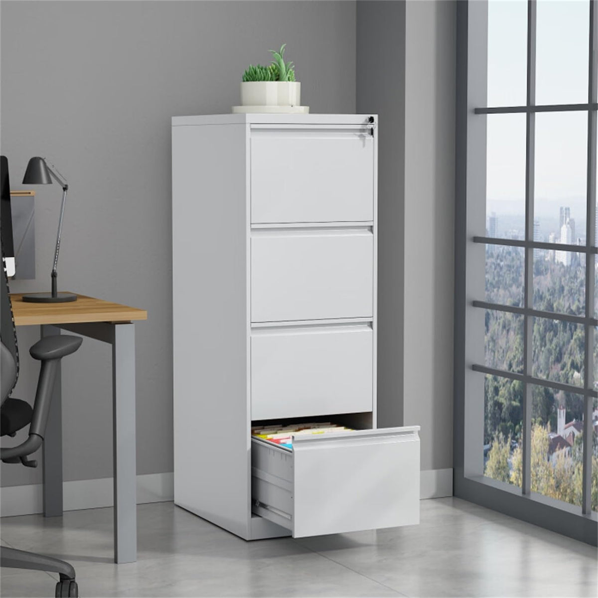 4 Drawer Vertical Metal File Cabinet with Lock M6283
