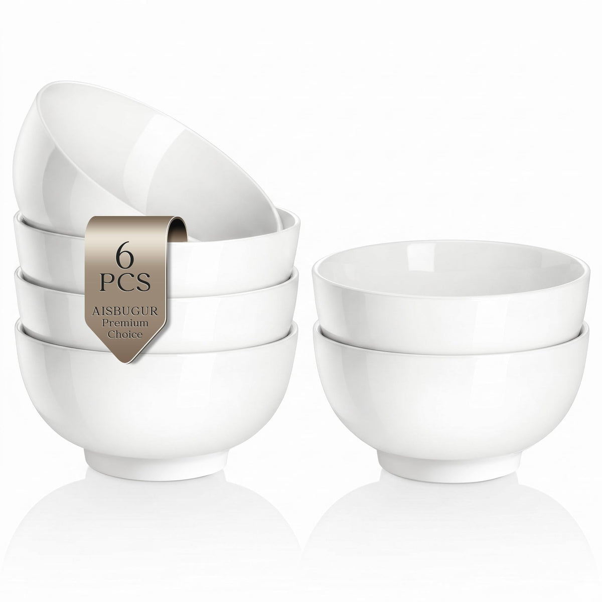 Porcelain Soup Bowls Set of 6, 26 oz White Ceramic Bowls Y487