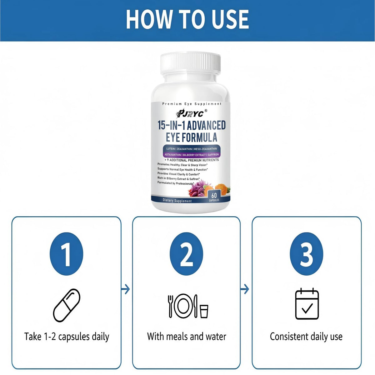 15 in 1 Eye Formula with Lutein 120 Capsules Y643