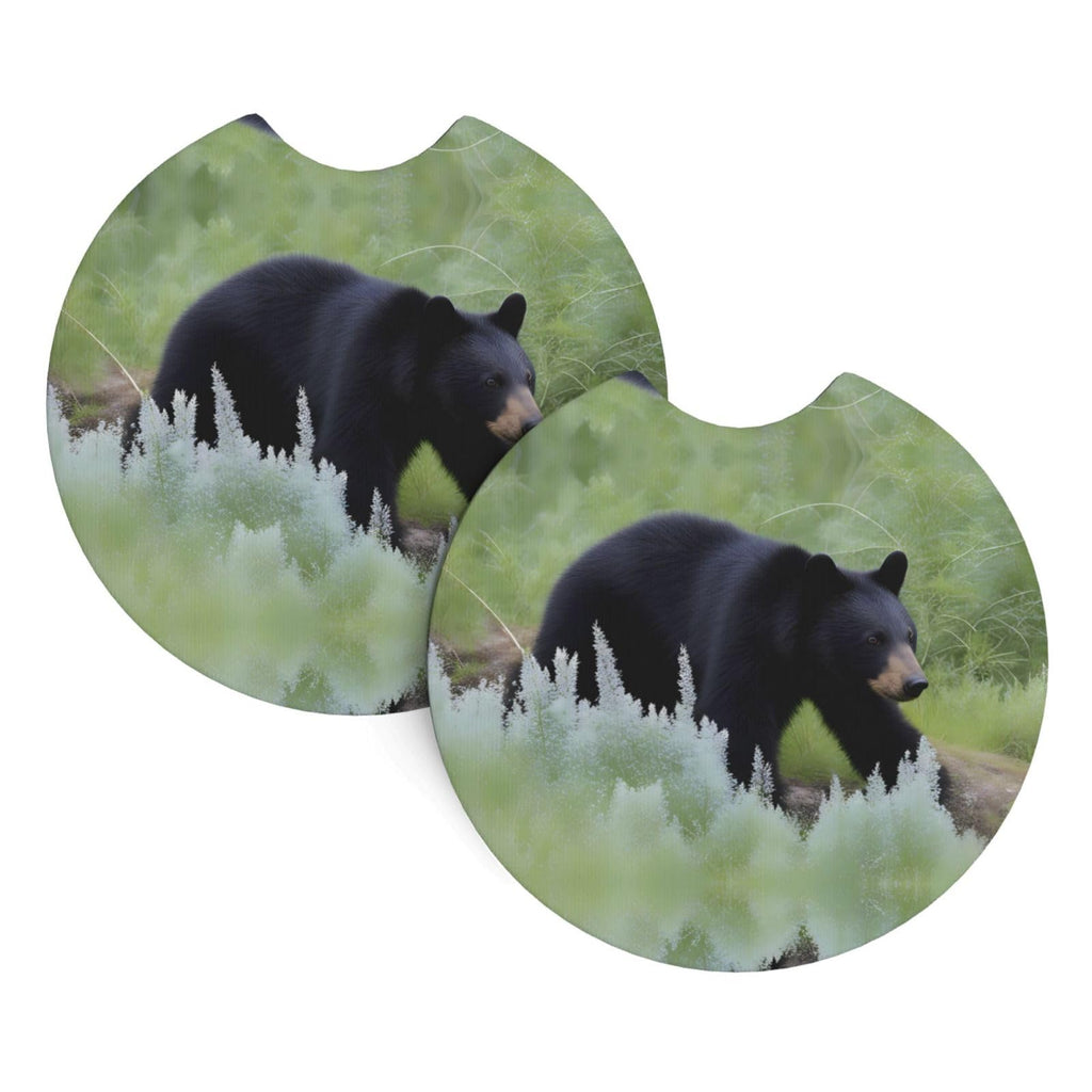 Black Bear Rubber Car Coasters Set of 2 S642078
