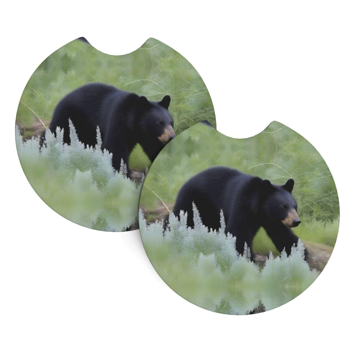 Black Bear Rubber Car Coasters Set of 2 S642078