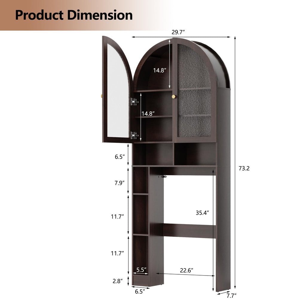 Over The Toilet Storage Cabinet with Acrylic Doors and Adjustable Shelf C230825