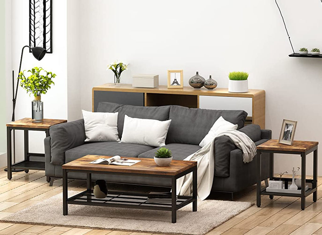 3 Pieces Coffee Table Set with 2 End Side Tables D4459