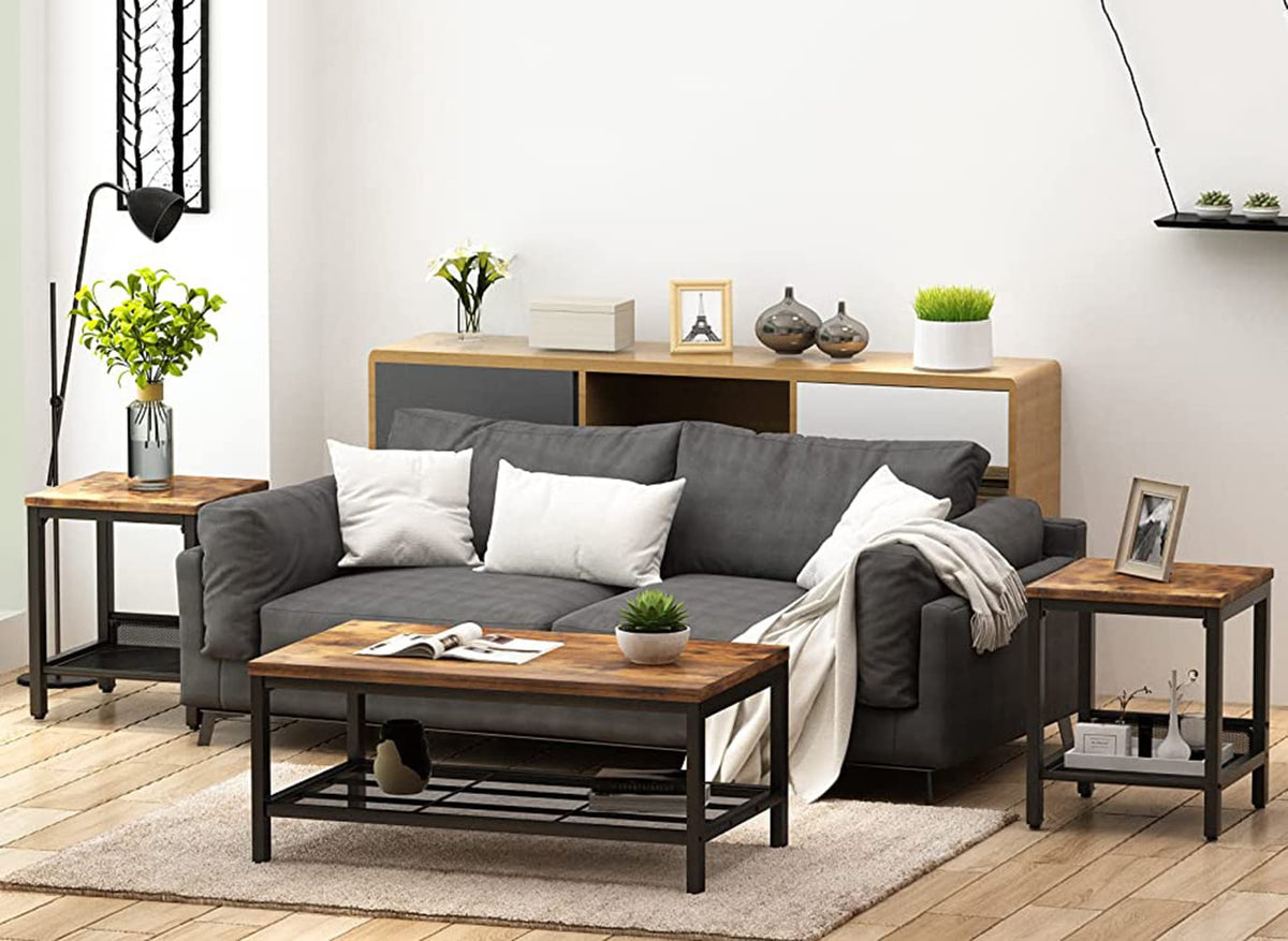 3 Pieces Coffee Table Set with 2 End Side Tables D4459