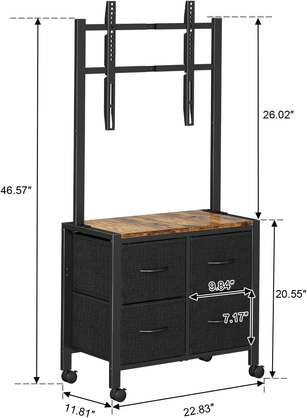 Mobile TV Cart Rolling TV Stand with 4 Drawer for 23-60 inch Screens J575490