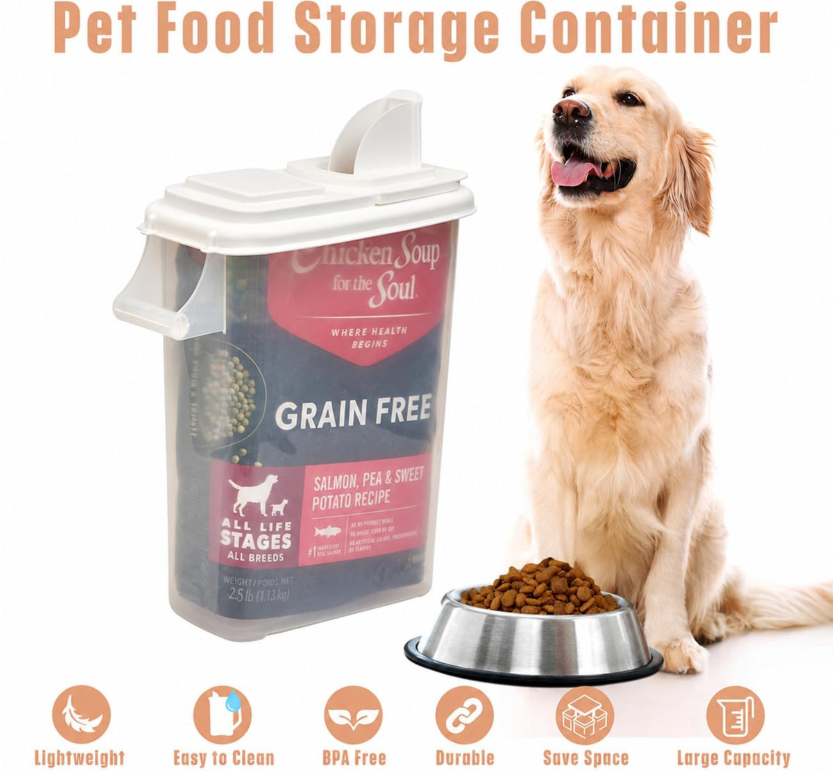 Airtight Pet Food Storage Container 32 Quart with Pour Spout U208139