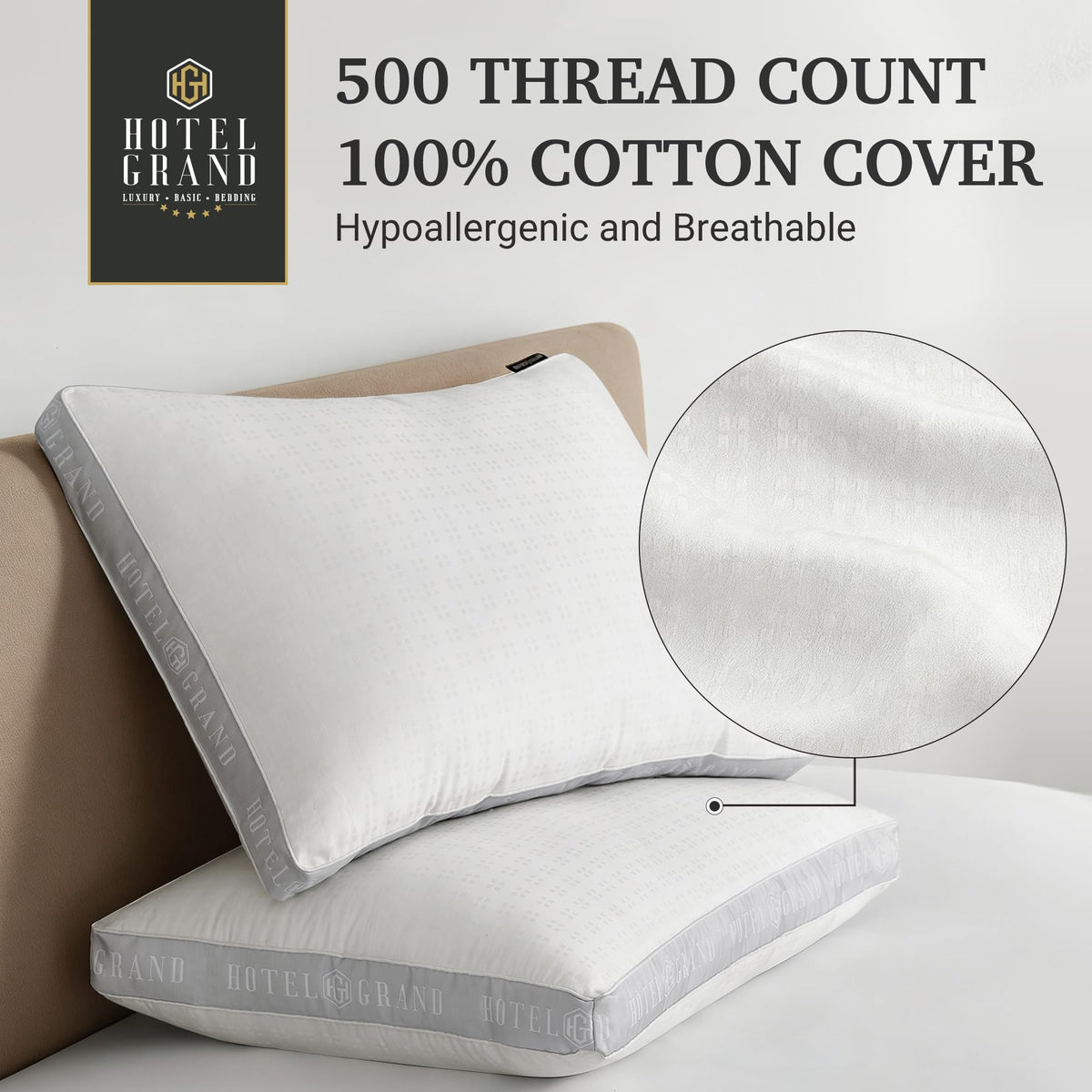 King Size Set of 2 Medium Soft Bed Pillows Q1041