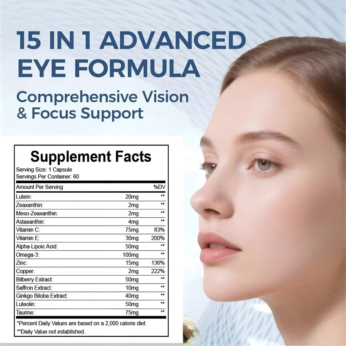 15 in 1 Eye Formula with Lutein 120 Capsules Y643