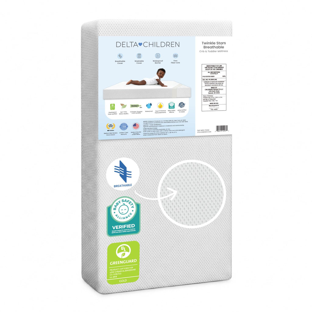 White Crib and Toddler Mattress with Removable Machine-Washable Cover G220