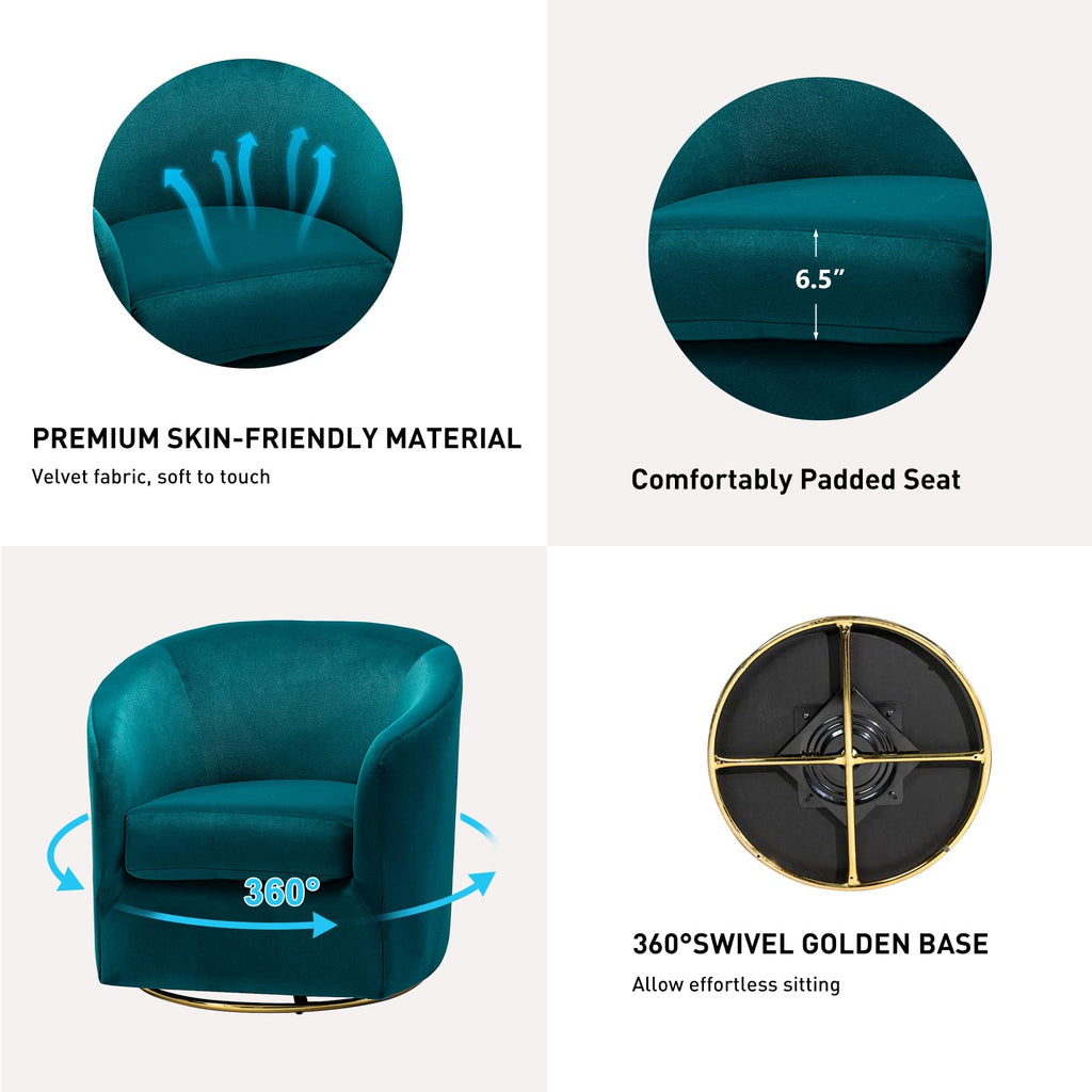 Set of 2 Velvet Swivel Barrel Chair T6501