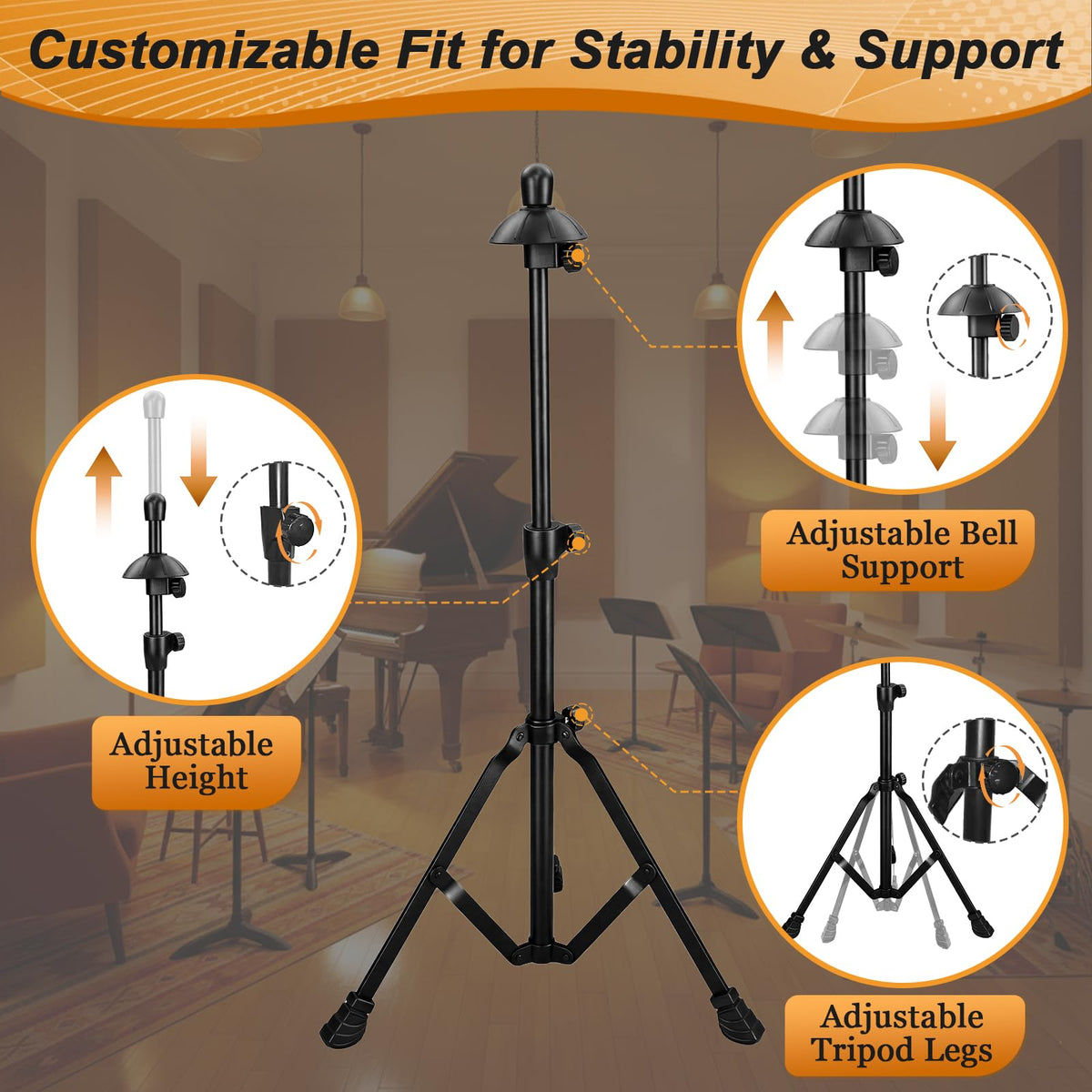 Adjustable Height Retractable Trombone Stand D4387