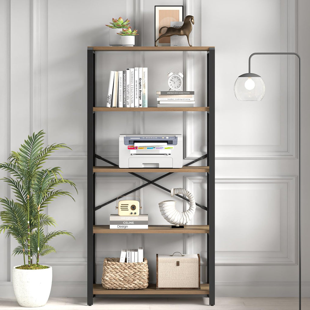 5 Tier Wood and Metal Bookshelf I214959