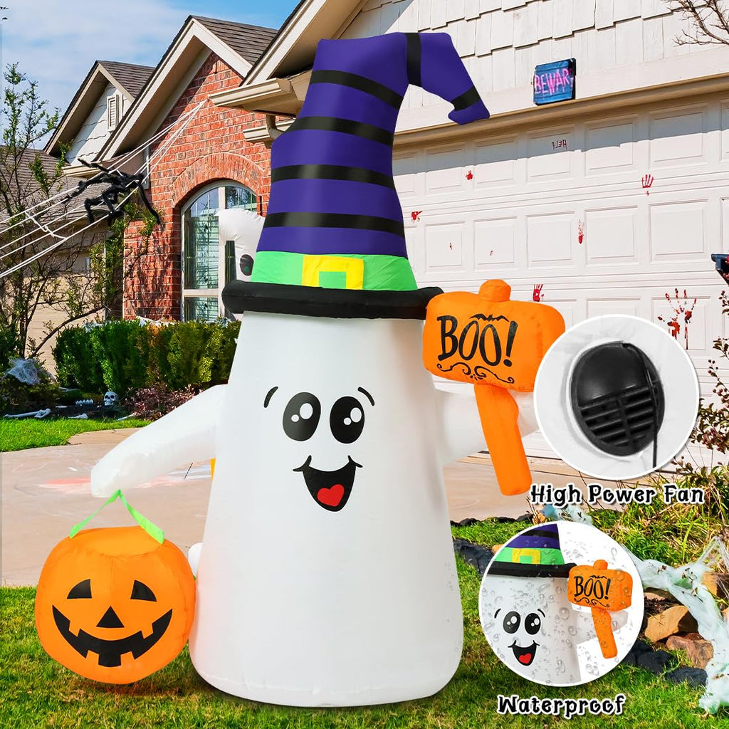 5 FT Halloween Inflatables Ghost with Built-in LEDs L3716
