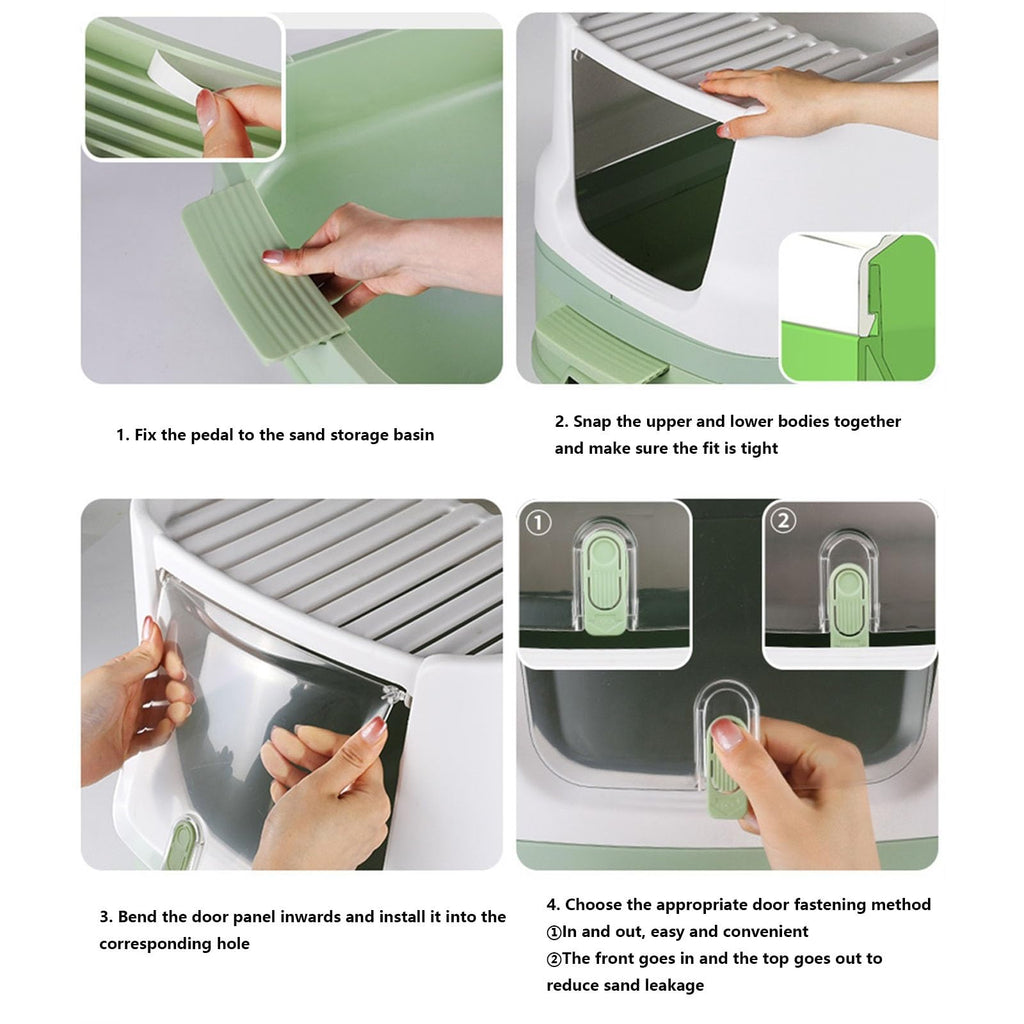 Cat Litter Box with Lid, Top Entry with Scoop, Enclosed Plastic with Drawer Z6998