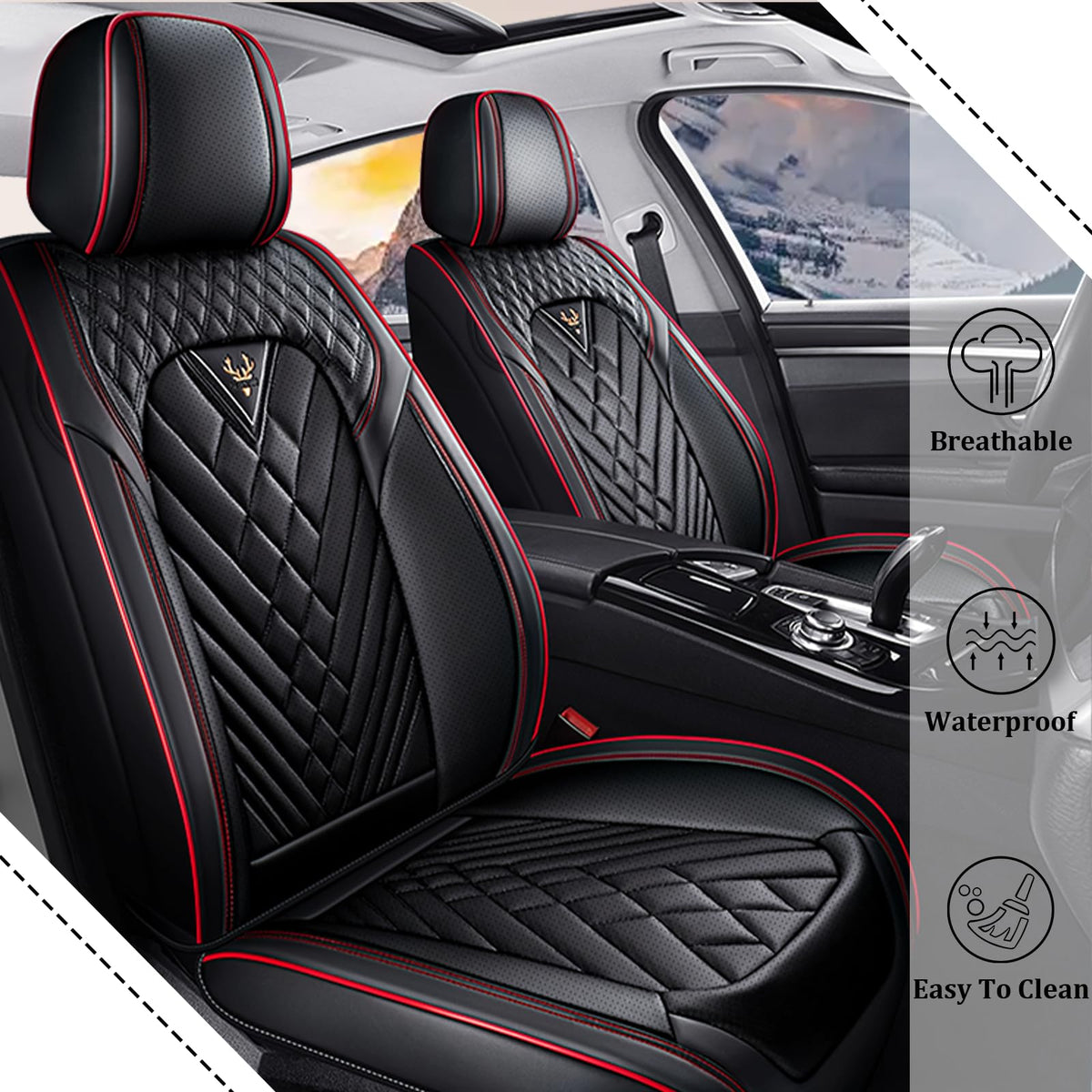 Waterproof Nappa Leather Full Set Car Seat Covers X626