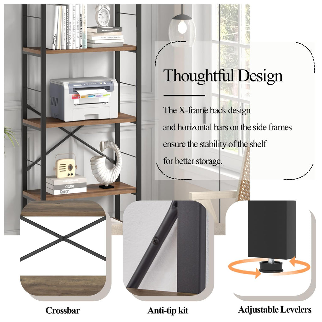 5 Tier Wood and Metal Bookshelf I214959